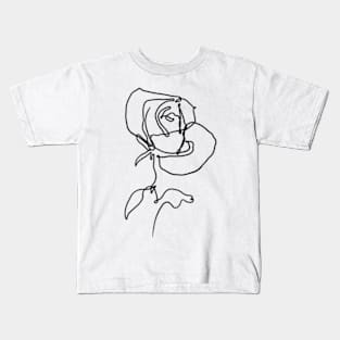 Rose leaves one line art Kids T-Shirt